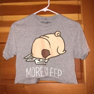 Cropped “More Sleep” Gray Tee